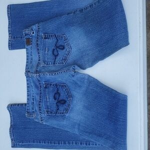 Guess Women's Medium Blue Boot Cut Jeans with Embroidered Back Pockets